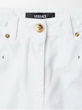 Versace White Wide-Leg Jeans with Gold Medusa Buttons